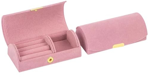 Ypkia smyckeskrin Litet Samt Resesmyckeskrin för Ringar Örhängen Jewelry Smyckesförvaring Smyckeslåda för Flickor Kvinnor (rosa)