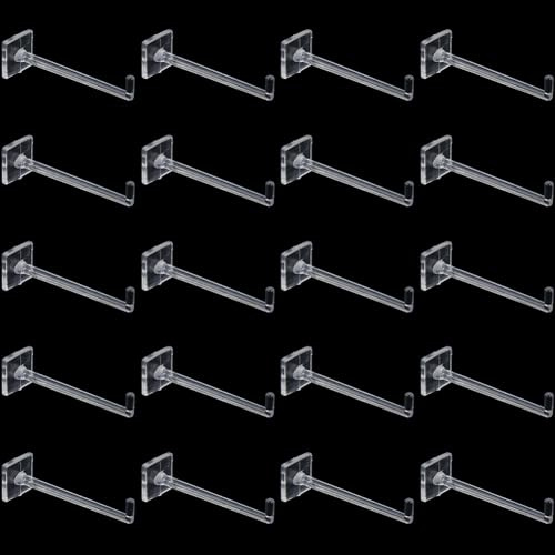 SUPERFINDINGS 20 ganchos acrílicos para pared perforada de 5,8 cm, para pared perforada, ganchos de bloqueo de pared perforada, ganchos de plástico para presentación, herramientas de almacenamiento