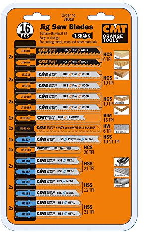 CMT Orange Tools JT016 Lot de 16 Lames de Scie T assorties