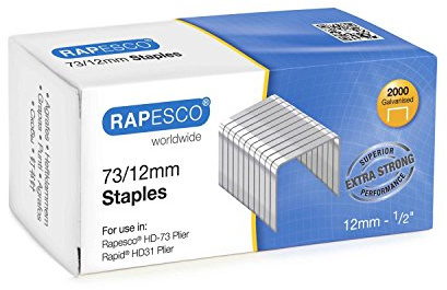 Rapesco – Juego de 5 cajas de 2000 grapas 73/12 mm, galvanizadas,