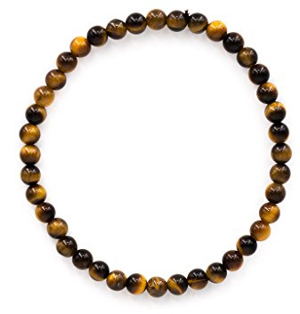 Taddart Minerals – Gelb Braunes Armband aus dem natürlichen Edelstein Tigerauge mit 4 mm Kugeln auf elastischem Nylonfaden aufgezogen - handgefertigt