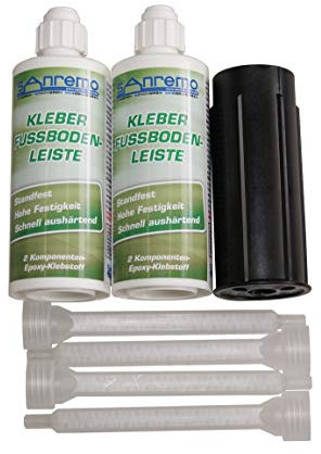 FUSSBODENLEISTE KLEBER 280ml + 4 Mischdüsen + Auspressstössel 2-Komponenten 15 Min. Epoxy Kleber