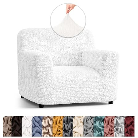 PAULATO BY GA.I.CO. Chair Cover - Armchair Cover - Armchair Slipcover - Polyester Fabric Slipcover - 1-Piece Form Fit Stretch Stylish Furniture Protector - Microfibra Collection - Crisp White (Chair)