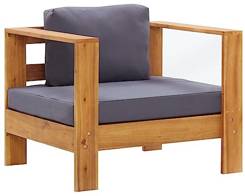 vidaXL Sedia da Giardino con Cuscino Grigio Scuro in Legno di Acacia