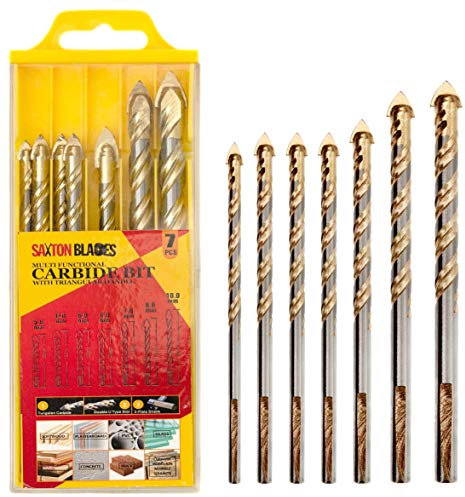 Saxton - Juego de 7 brocas multimaterial para azulejos (5, 6, 6, 6, 7, 8 y 10 mm) aptas para cerámica, porcelana, granito, mármol, mampostería, cristal, etc., en paquete de plástico, P7DBS