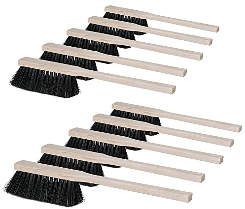 BRB 10x Handfeger mit langem Holzstiel, Rosshaarmischung, Länge 430 mm