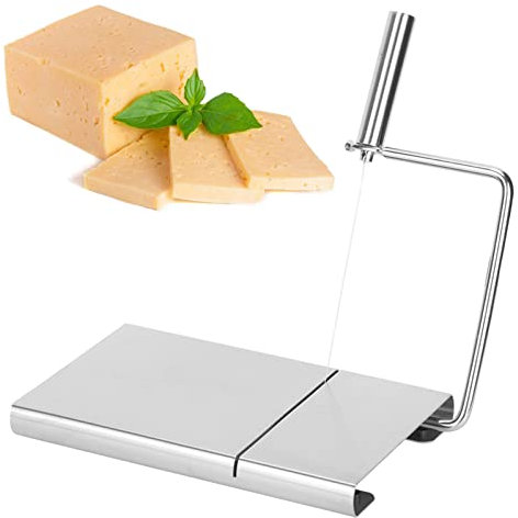 Tomotato Coupe-Fromage, Trancheuses à Fromage en Acier Inoxydable avec Fil de Coupe et Planche de Service pour Fromage Dur et Semi-Dur, Jambon, Beurre