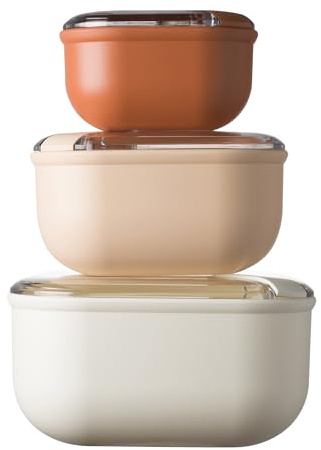 omada Design – Set mit 3 luftdichten Frischhaltedosen für Lebensmittel, quadratisch, 0,4 – 1 – 2 l, Lunchbox mit transparentem Deckel – Made in Italy – Linie Pull Box