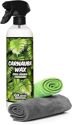GxDetail Cera Líquida de Carnauba para Coche 500 ml. – Limpieza en Seco - Brillo Profundo y Protección Duradera – Acabado Hidrofóbico y Resistencia UV – Fácil Aplicación y Secado Rápido.