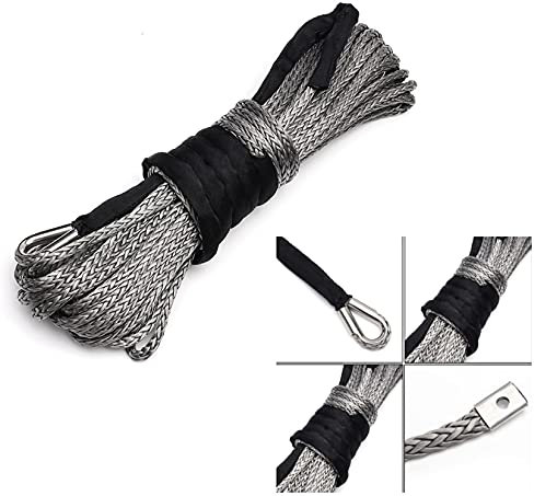 ICOSAR Cabrestante eléctrico de 50 pies 1989-15000 libras 15 m 5-7 toneladas cuerda de remolque de fibra sintética resistente para ATV/UTV/SUV/4X4/4WD