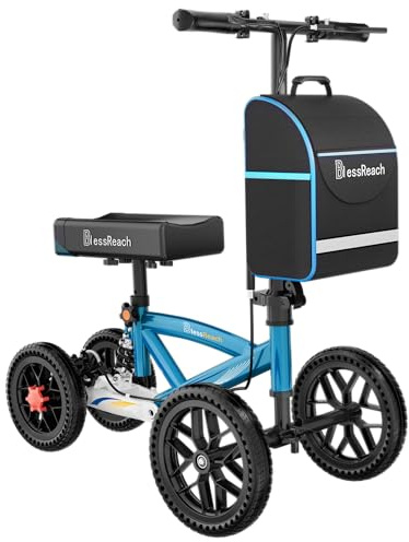 BlessReach Knee Scooter, All Terrain Foldable Knee Scooter Walker, Disc Brake Knee Walker for Foot Injuries Compact Crutches Alternative