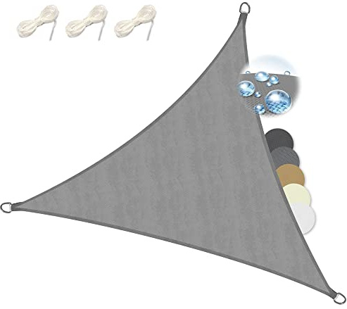 Sol Royal Triangle Sun Shade Sail 3,6x3,6x3,6 m PES Breathable & UV-light resistant Sun Shades for Garden Sail Canopy Waterproof Terrace Balcony & Pool - 360x360x360 cm Grey - SolVision PS9