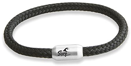 Paris Montana Paracord surfararmband | flätat armband av sjömansgarn | maritim och vattentät | 6 mm Ø | Surfargravyr | Handgjord | Kvinnor och män | segelrep, 19 cm - 24 cm, Paracord/segelatu