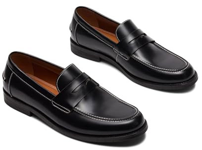 Steve Madden Men's Natan Leather Penny Moc,Black Leather,90
