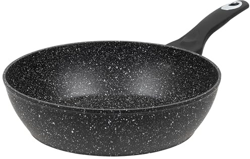 RESTO 93064 tiefe Pfanne 28 cm - Induktion aus hochwertigem geschmiedetem Aluminium - Bratpfanne mit Marmor-Antihaftbeschichtung 4-lagig für alle Herdarten geeignet