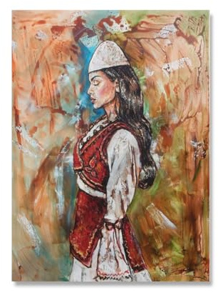LVTFCO Retro-Poster und Drucke mit albanischen Frauenporträts, albanische Frauenporträts auf Leinwand, Wandkunst, Graffiti-Gemälde für Heimdekoration, Bild, 50 x 70 cm, ohne Rahmen
