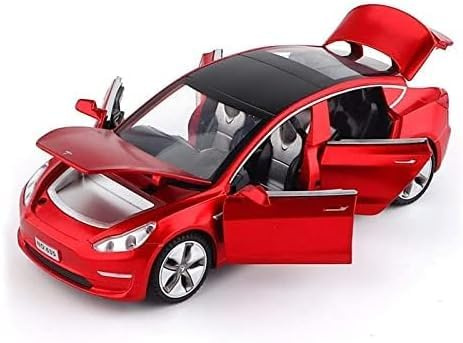 Famous Tesla Model X, 3 & S Alloy Car Models - Casting Print Toy Vehicles for Children's Gifts (Red)