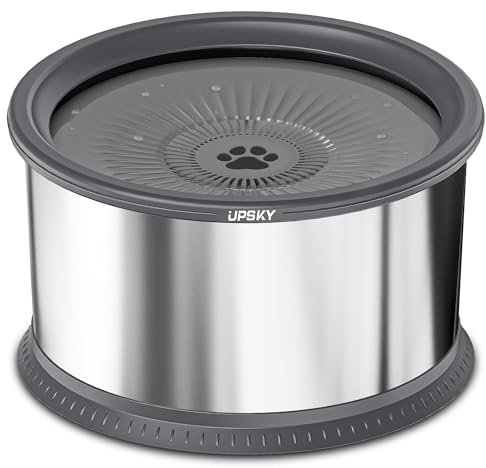 UPSKY 6.5L Wassernapf für Hunde,EdelstahInapf fur Groß Hund Anti Schwapp und Rutschfestem Sabbern Anti Sabber Spritzschutz Schwimmender für Hunde Näpfe