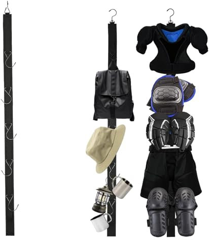 STFALI Tragbarer Hockey-Aufhänger, Hockey-Kleiderbügel zum Aufhängen, Dryig-Rack, Hockey-Geschenke für Zuhause und draußen, Eishockey, Skaten, Fußball, Camping, Angeln, 5 Haken (Schwarz)