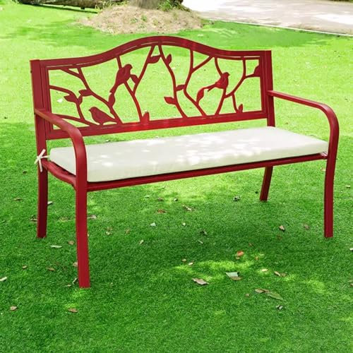 GAMAK Gartenbank Wetterfest 3sitzer, Gartenbank Metall Modern, Balkonbank Gartenmöbel Bank für Balkon, Terrasse & Garten für Garten Vorgarten Stadt Dorf Gemeinde (Size : Seat Cushion Included)