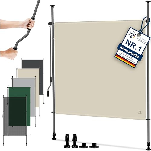 KESSER® Toldo Vertical Exterior 120 x 310 cm, Extensible y Opaco, toldo Vertical con manivela sin Agujeros, protección Visual y Cortavientos para jardín y terraza, Resistente al Agua, Color Beige