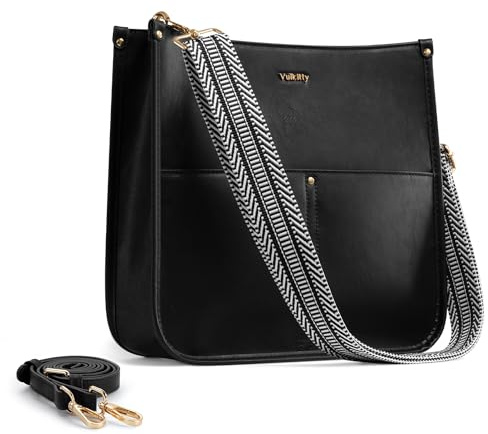 Vulkitty Umhängetasche Damen PU Leder Mittelgroß Schultertasche mit 2 Riemen Crossbody Hobo Bag
