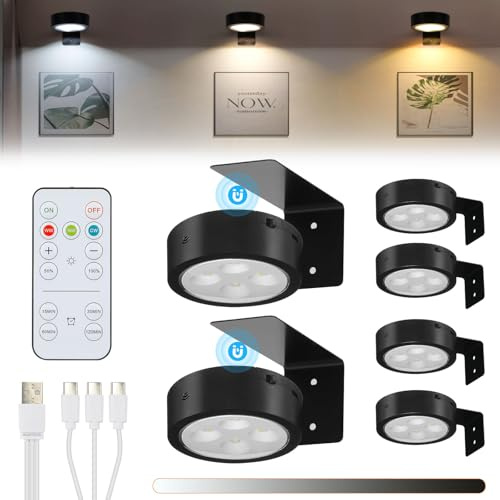 Lightsjoy Drahtlose Bilderleuchte LED Golden-6Pack