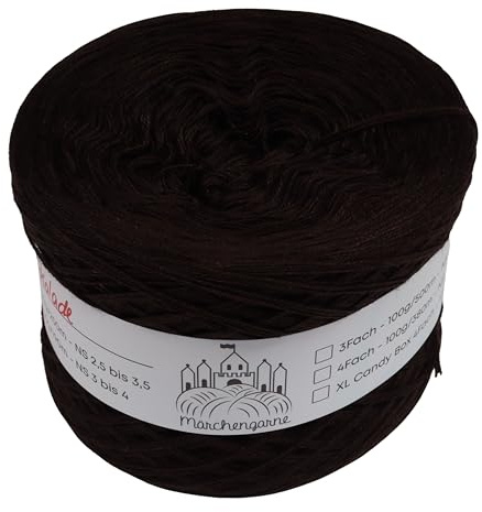 Bobbel einfarbig 200g - 760m 4 fädig Bobbel Wolle Farbverlaufsgarn handstrickgarn stricken häkeln (Schokolade)