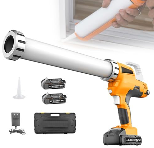 Cordless Caulking Gun, Electric Caulking Gun Battery Operated with 6 Adjustable Speeds, 2 Rechargeable Battery & Charger, Caulking Tool for Filling, Sealing
