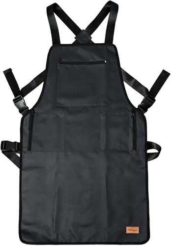 Pelocapa Barber Apron Hair Stylists Tools Apron Professional Waterproof Haircutting Apron with 3 Pockets, Black