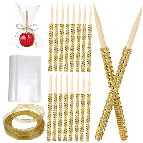 SHOWERORO Brochetas de Madera Resistentes Y Lisas para Hacer Manzanas con de Imitación Exquisitos para Decorar Manzanas Acarameladas