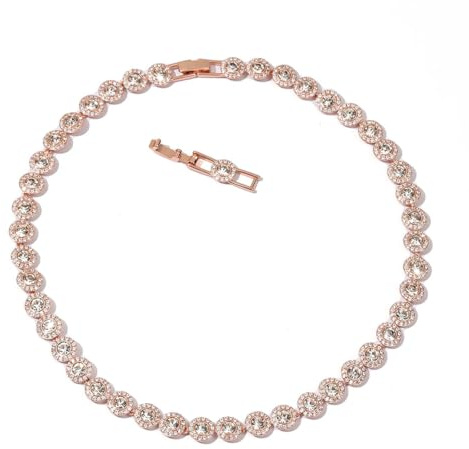Angelic - Frauen Schmuckset, Halskette & Armband, Gold & Kristall, Modern & Klassisch, 18K & 925, 16 Zoll, Geschenk für Damen