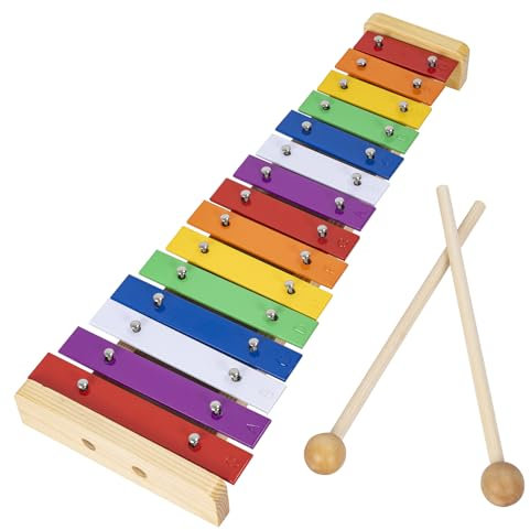 OUUTMEE Glockenspiel 15 Noten Xylophon Glockenspiel Farbenfrohe Materialien für den Musikunterricht mit Mallet