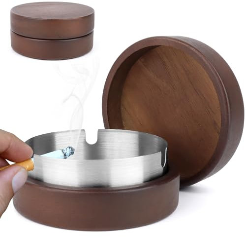 Aschenbecher mit Deckel, Aschenbecher für Draussen, Groß Aschenbecher Outdoor, Aschenbecher Outdoor Windaschenbecher Geschlossener, Desktop-Aschenbecher Ashtray Gartenbar für Home Office Balkon Partys