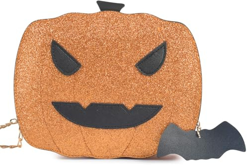 Forhome Halloween Sac à bandoulière décontracté,Citrouille Sac à bandoulière Halloween Diable Sac à bandoulière en cuir PU Sac à main Trick or Treat, doré