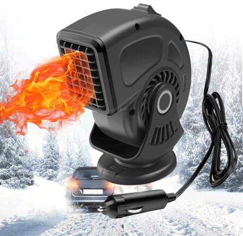 KQLHLHDYZ Riscaldamento per auto, 12 V, 150 W, 2 in 1, con presa accendisigari, riscaldamento rapido e raffreddamento per veicoli con base girevole a 360 gradi
