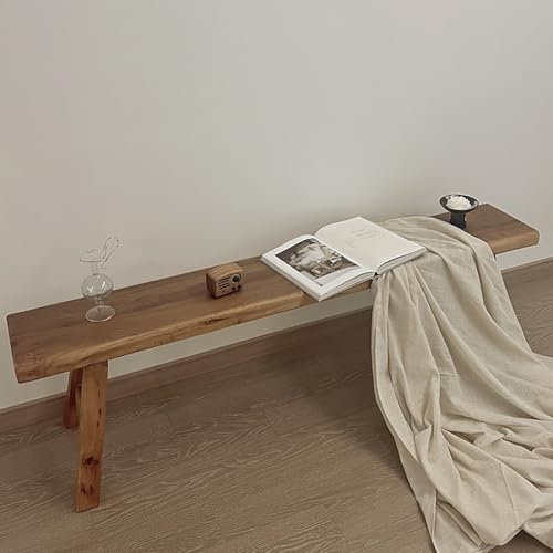 Rustikale Holz-Essbank mit armlosem Design für Wohnzimmer, Küche und Eingangsbereich, kurze Höhe, Holzbank für Flur und Innenbereich (80 x 25,9 x 45 cm)