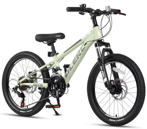 Glerc Skyline Kinder Mountainbike für Jungen Mädchen, 20 Zoll Fahrrad für 6 7 8 9 10 11 12 Jahre Jugendliche, 21 Gang Fahrrad mit Vorderradfederung & Scheibenbremsen & stabilem Rahmen, Grün