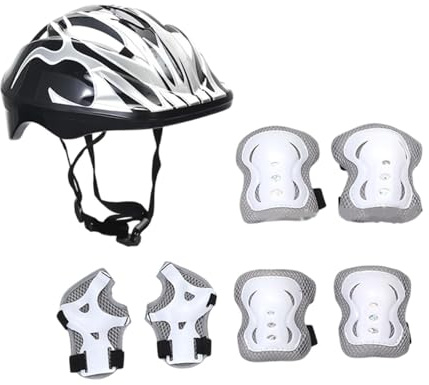 LeeQinersw Kit de Casque et Protections pour Enfants, idéal pour Le vélo et Le Skateboard, Blanc
