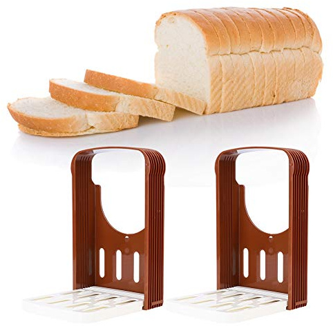 Bread Slicer for Homemade Bread, Plastic Bread Slicing Guide Foldable Bread Cutting Guide Tools Adjustable Loaf Slicer Cutter Sandwich/Toast Maker for Bread, Bagel, Sourdough, Cake (#2 * 2Pcs)