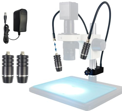 Microscope Light Source Dual Gooseneck Spotlight 3W 6500K for Lab, Industrial, Biological Stero Microscope Illuminator for Electronic PCB Watch Repair (Spotlight-B)