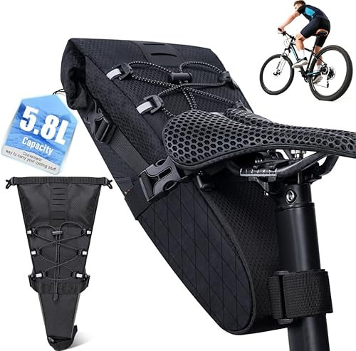 Desing Wish 5,8L Bolsa Sillin Bicicleta Carretera Montaña MTB Bolsa Herramientas Bicicleta Bikepacking Bolsa Transporte Bicicleta Bolsa Almacenamiento para Bicicleta Carretera Montaña MTB Accesorios