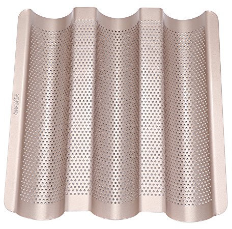 Nikou Moule à pain français de 25,4 cm, plaque de cuisson perforée, 3 fentes antiadhésives, outils de cuisson pour la maison et le jardin