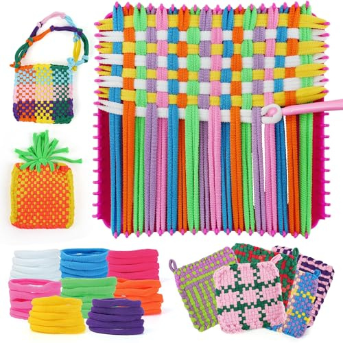 Fyozyon Weaving Loom Kit for Kids Ages 6-12 - Best Birthday Gifts for Girls 6-8 8-12, DIY Craft Kit, Make Potholders and Bracelets - Fun Arts and Crafts Toys for Kids