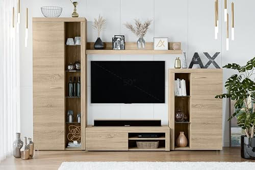 AXLIVING Spacoro Wohnwand Sonoma Eiche Wohnzimmerschrank 270 cm