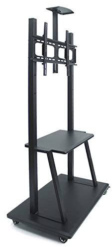 TV Stand Universal Mobile, Black TV Cart with Mount Bracket, Rolling TV Trolley for 32-75 Inch Plasma Screen LED LCD OLED Curved TV's, Holds 75 Kg / 165 Lbs