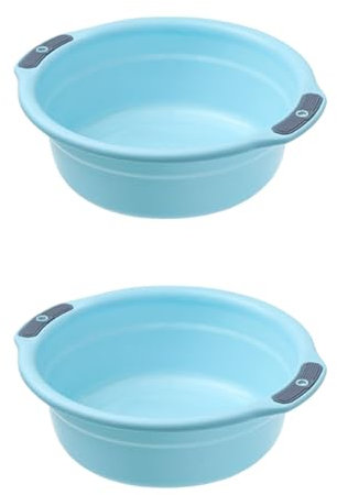 Cuenca Redonda de Lavado de plástico, 2 Piezas apilables para Campamento para Campamento Plato de Fruta Vegetal portátil bañera bañera de Limpieza de Lana de Lavado múltiples para (Pequeño)