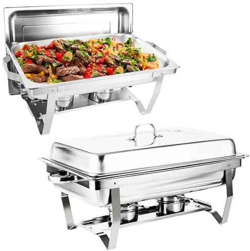 Asiwnshw 2er-Set Chafing Dishes für Buffets, 8QT Chafing Dish Buffet-Set mit Deckel, Chafing Dishes aus Edelstahl für Catering für Partys, Hochzeiten