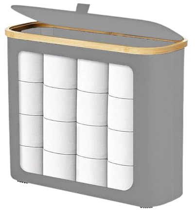 Porta della carta igienica - cesto di stoccaggio a 12 rotoli, grande contenitore con coperchio e organizzatore bagno resistente | Distributore di efficiente dello spazio