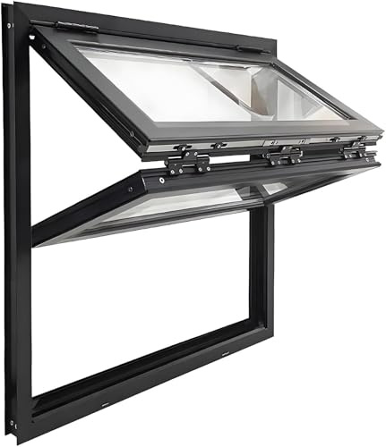 Ventanas Corredizas Plegables, Ventana De Concesión Con Marco De Aluminio, Ventana De Servicio De Comida De Arriba A Abajo, Ventanas De Guillotina Doble For Casas Móvile(27.6x27.5in/70x70cm)